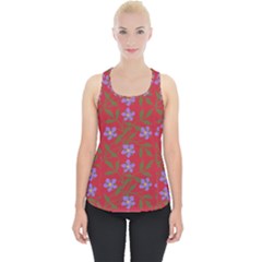 Red With Purple Flowers Piece Up Tank Top by snowwhitegirl