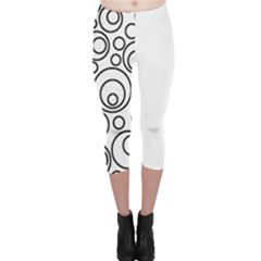 Abstract Black On White Circles Design Capri Leggings  by LoolyElzayat
