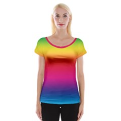 Neon Bright Rainbow Cap Sleeve Top by retrotoomoderndesigns