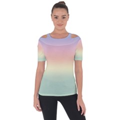 Balmy Pastel Seashore Shoulder Cut Out Short Sleeve Top by retrotoomoderndesigns