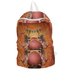 Wonderful Steampunk Easter Egg With Flowers Foldable Lightweight Backpack by FantasyWorld7