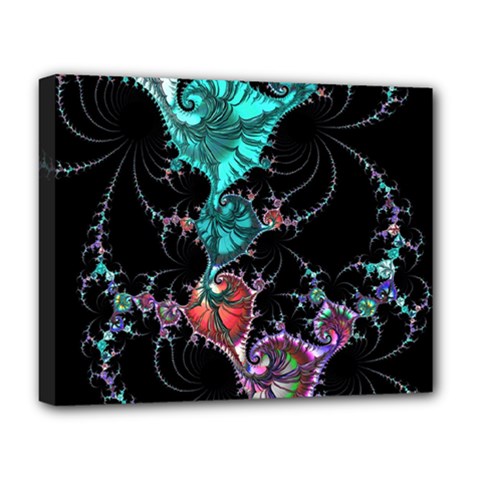 Fractal Colorful Abstract Aesthetic Deluxe Canvas 20  X 16  (stretched) by Pakrebo