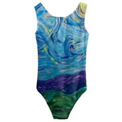 A Very Very Starry Night Kids  Cut-out Back One Piece Swimsuit by arwwearableart