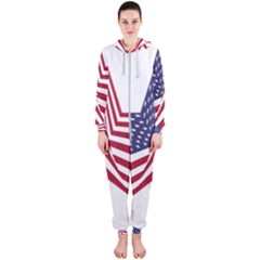 A Star With An American Flag Pattern Hooded Jumpsuit (ladies)  by Sudhe