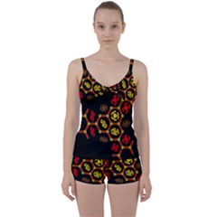 Algorithmic Drawings Tie Front Two Piece Tankini by Sudhe