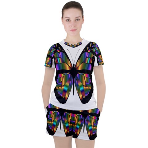 Abstract Animal Art Butterfly Women s Tee And Shorts Set by Sudhe
