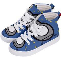 A Rocket Ship Sits On A Red Planet With Gold Stars In The Background Kids  Hi-top Skate Sneakers by Sudhe