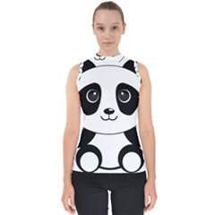 Bear Panda Bear Panda Animals Mock Neck Shell Top by Sudhe