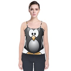 Penguin Birds Aquatic Flightless Velvet Spaghetti Strap Top by Sudhe