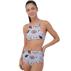 Grey Toned Pattern High Waist Tankini Set by Sudhe