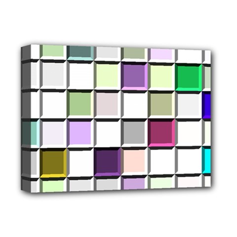 Color Tiles Abstract Mosaic Background Deluxe Canvas 16  X 12  (stretched)  by Sudhe