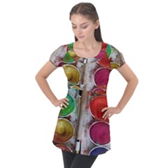 Paint Box Puff Sleeve Tunic Top by Sudhe