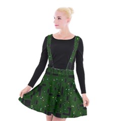 Board Conductors Circuits Suspender Skater Skirt by Sudhe