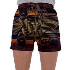 Processor Cpu Board Circuits Sleepwear Shorts by Sudhe