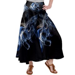 Smoke Flame Dynamic Wave Motion Satin Palazzo Pants by Sudhe