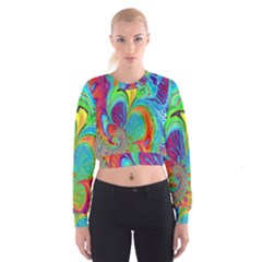 Fractal Art Psychedelic Fantasy Cropped Sweatshirt by Sudhe