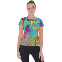 Fractal Art Psychedelic Fantasy Short Sleeve Sports Top  by Sudhe