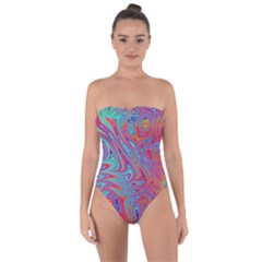 Fractal Bright Fantasy Design Tie Back One Piece Swimsuit by Sudhe