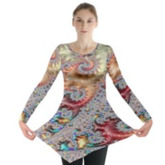 Fractal Artwork Design Pattern Long Sleeve Tunic  by Sudhe