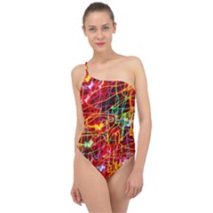 Random Colored Light Swirls Classic One Shoulder Swimsuit by Sudhe