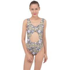 Floral Pattern Background Center Cut Out Swimsuit by Sudhe