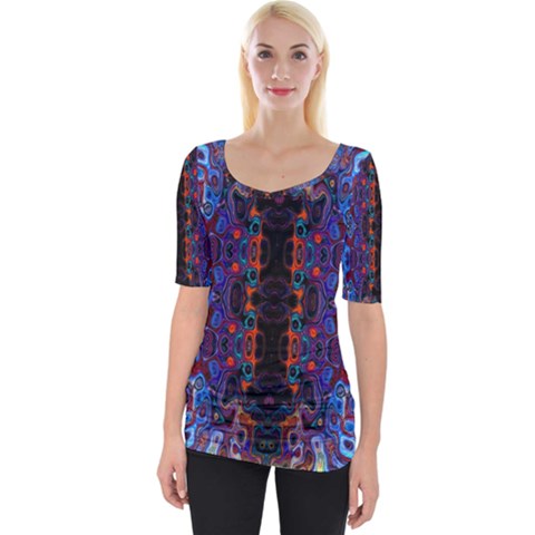 Kaleidoscope Art Pattern Ornament Wide Neckline Tee by Sudhe