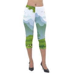 Forest Landscape Photography Illustration Lightweight Velour Capri Leggings  by Sudhe