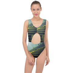 Scenic View Of Rice Paddy Center Cut Out Swimsuit by Sudhe