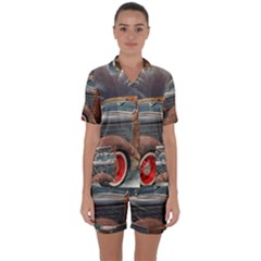 Auto Old Car Automotive Retro Satin Short Sleeve Pyjamas Set by Sudhe