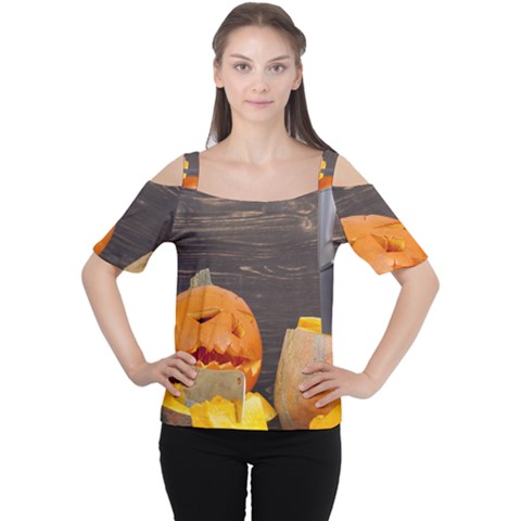 Old Crumpled Pumpkin Cutout Shoulder Tee by rsooll