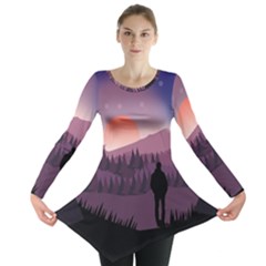 Dusk Sunset Dawn Sky Evening Long Sleeve Tunic  by Sudhe
