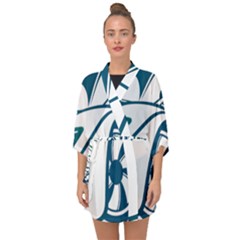 Blue Vector Car Half Sleeve Chiffon Kimono by Sudhe