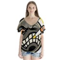 Smoking Cartoon Evil Bomb Cartoon V-Neck Flutter Sleeve Top View1