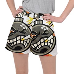 Smoking Cartoon Evil Bomb Cartoon Stretch Ripstop Shorts by Sudhe