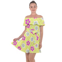 Traditional Patterns Plum Off Shoulder Velour Dress by Mariart