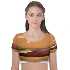 Hamburger Cheeseburger Burger Lunch Velvet Short Sleeve Crop Top  by Sudhe