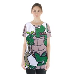 Amphibian Animal Cartoon Reptile Skirt Hem Sports Top by Sudhe