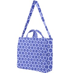 Hexagonal Pattern Unidirectional Blue Square Shoulder Tote Bag by Mariart