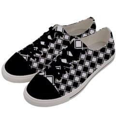 Black And White Diamonds Men s Low Top Canvas Sneakers by retrotoomoderndesigns