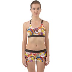Rainbow Vintage Retro Style Kids Rainbow Vintage Retro Style Kid Funny Pattern With 80s Clouds Back Web Gym Set by genx