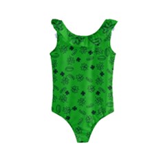 St Patricks Day Pattern Kids  Frill Swimsuit by Valentinaart
