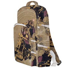 Funny Cute Mouse On A Motorcycle Double Compartment Backpack by FantasyWorld7