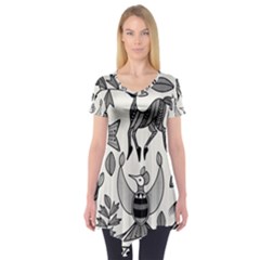 African Senufo Korhogo Tribal Ethnic Art  Short Sleeve Tunic  by BluedarkArt