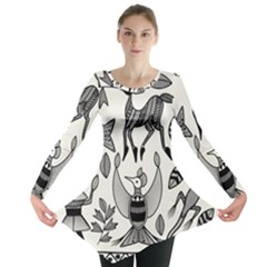 African Senufo Korhogo Tribal Ethnic Art  Long Sleeve Tunic  by BluedarkArt
