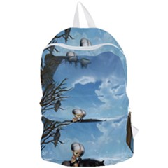 Cute Little Fairy With Wolf On The Beach Foldable Lightweight Backpack by FantasyWorld7