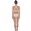 White Daisies Flower Pattern on vintage pastel beige Background retro style Cross Back Hipster Bikini Set View2