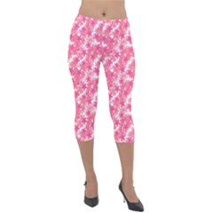 Phlox Spring April May Pink Lightweight Velour Capri Leggings  by Pakrebo