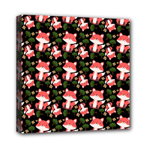 Fox And Trees Pattern Mini Canvas 8  X 8  (stretched) by snowwhitegirl