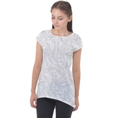 Organic Olive Leaves Pattern Hand Drawn Black And White Cap Sleeve High Low Top by genx