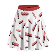 Funny Bacon Slices Pattern Infidel Red Meat High Waist Skirt by genx